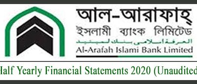আল-আরাফাহ ইসলামী ব্যাংকের অর্ধবার্ষিক আর্থিক প্রতিবেদন ২০২০