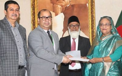 বিএবির অনুদান গ্রহণ কর‌লেন প্রধানমন্ত্রী