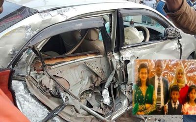 লরির ধাক্কায় দুই মেয়েসহ বাংলাদেশ ব্যাংক কর্মকর্তা নিহত