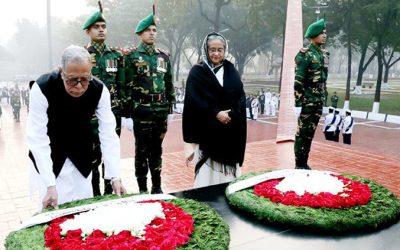 বুদ্ধিজীবী স্মৃতিসৌধে রাষ্ট্রপতি ও প্রধানমন্ত্রীর শ্রদ্ধা