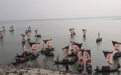 শত নৌকায় জাতির পিতার জন্মশতবার্ষিকী উদযাপন বিজিবির