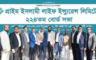 প্রাইম ইসলামী লাইফের পুনঃনির্বাচিত চেয়ারম্যান মোহাম্মদ আকতারকে ফুলেল শুভেচ্ছা