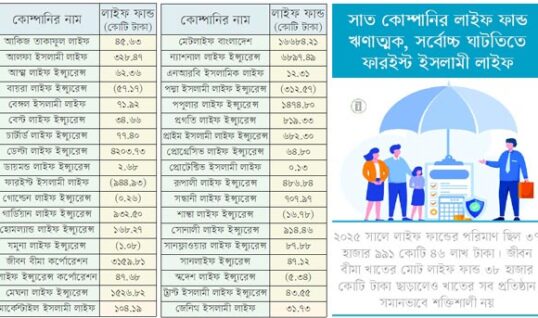 প্রথম প্রান্তিকে লাইফ ফান্ড বেড়েছে ৩৯১ কোটি টাকা